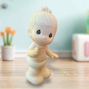 Vintage 1983 Precious Moments Figurine Baby Girl With Bow in Hair E2852/B